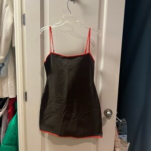 Zara brown contrasting piping mini dress